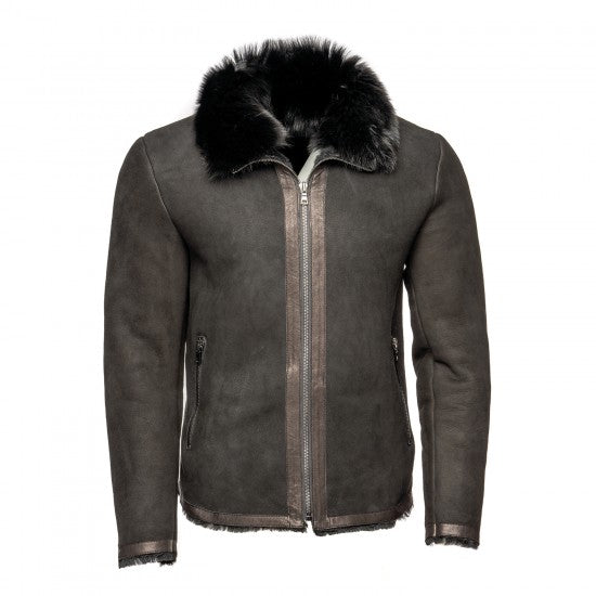 Chaqueta de cuello alto de piel de oveja toscana