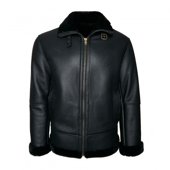 Sheepskin Aviator Jacket with Wool Collar