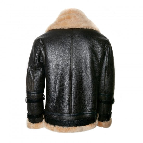 Sheepskin Aviator Jacket with Double Collar