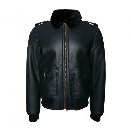 Black Sheepskin Aviator Jacket