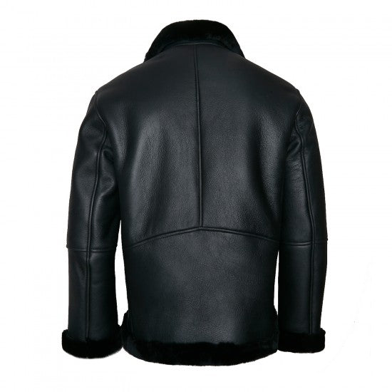 Sheepskin Aviator Jacket with Wool Collar