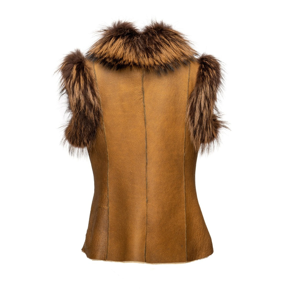 Chaleco de borrego con castor