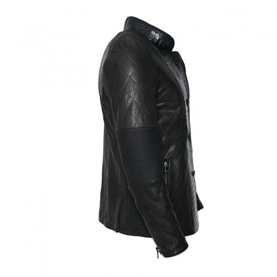 Black Sheepskin and Caiman Jacket