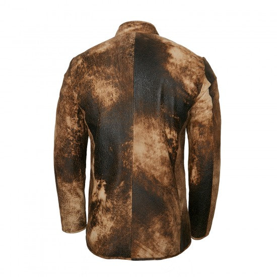 Chaqueta vintage de piel de oveja con cuello Mao