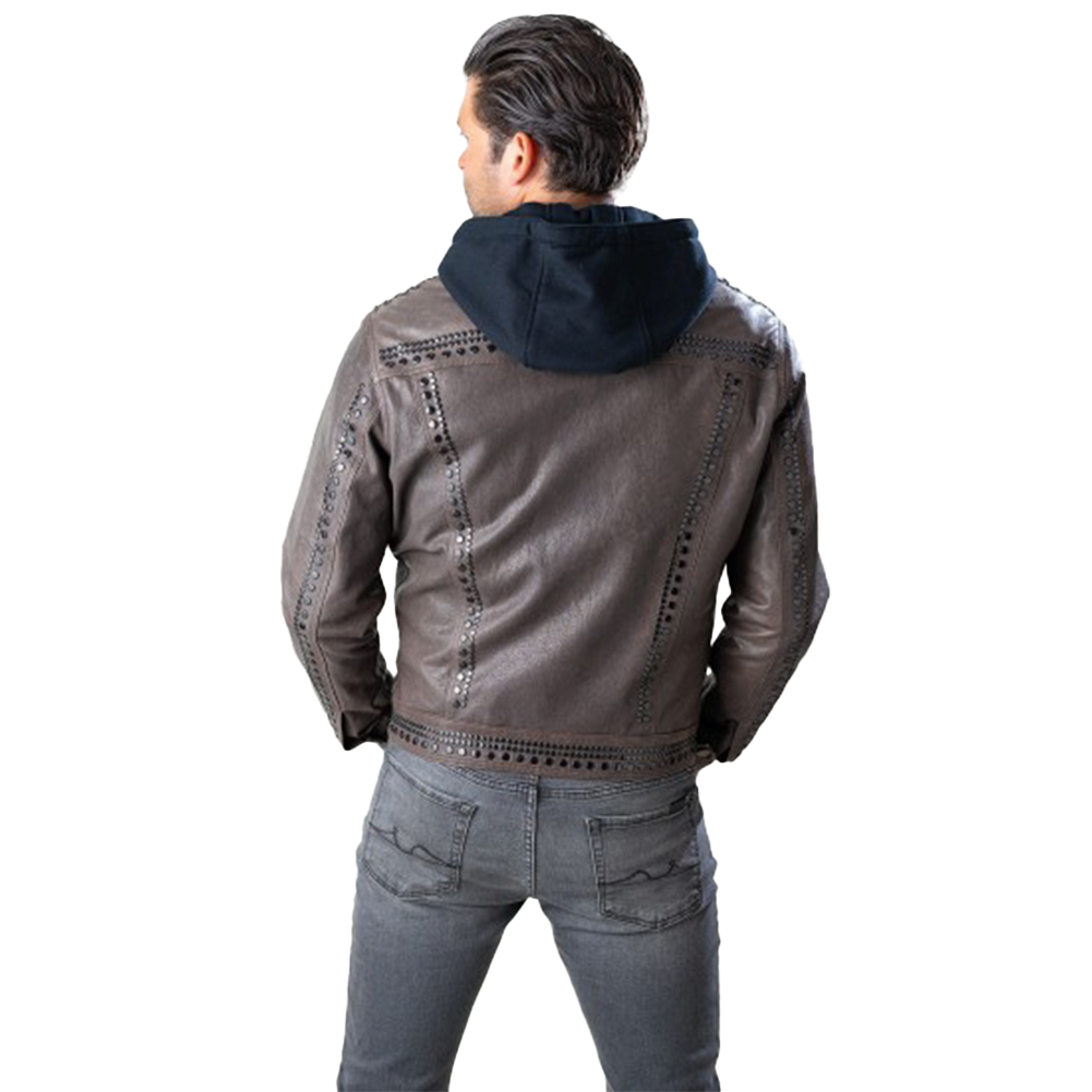 Black Sheep Leather Biker Jacket with Metal Accents