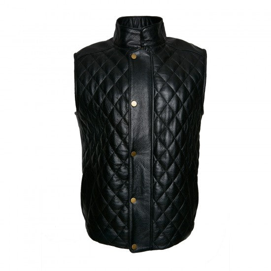 Chaleco de cuello alto de piel de oveja negra