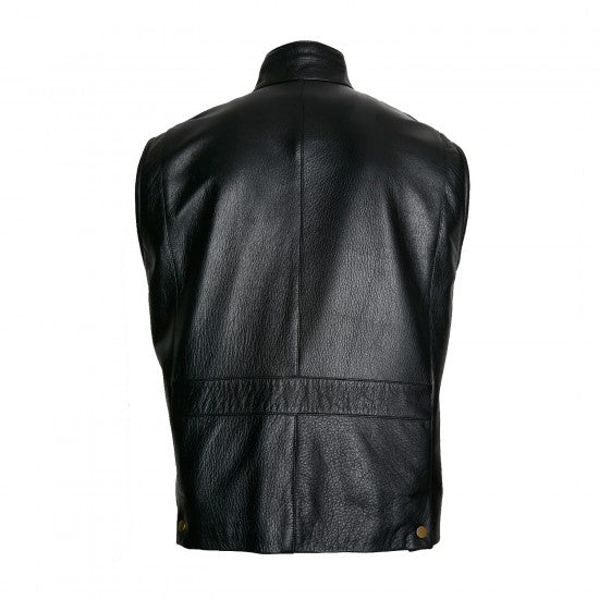 Chaleco de cuello alto de piel de oveja negra