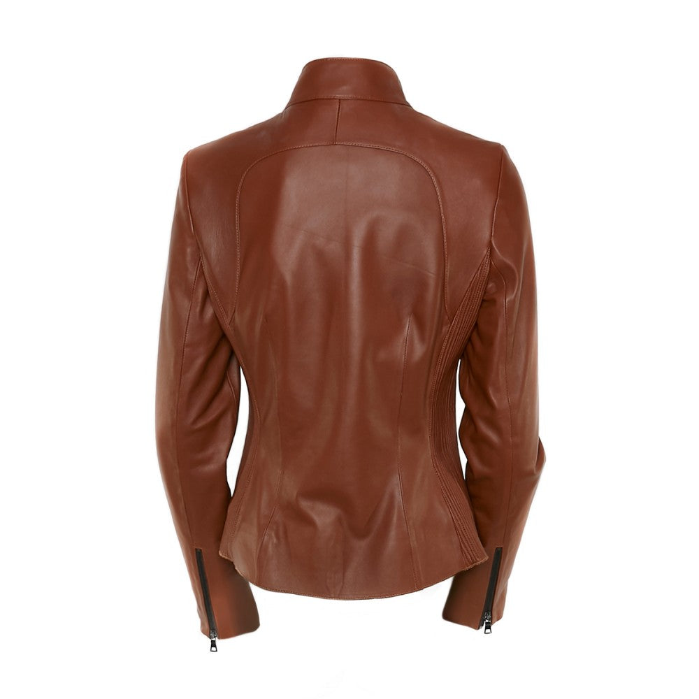 Black Sheepskin Mao Collar Jacket