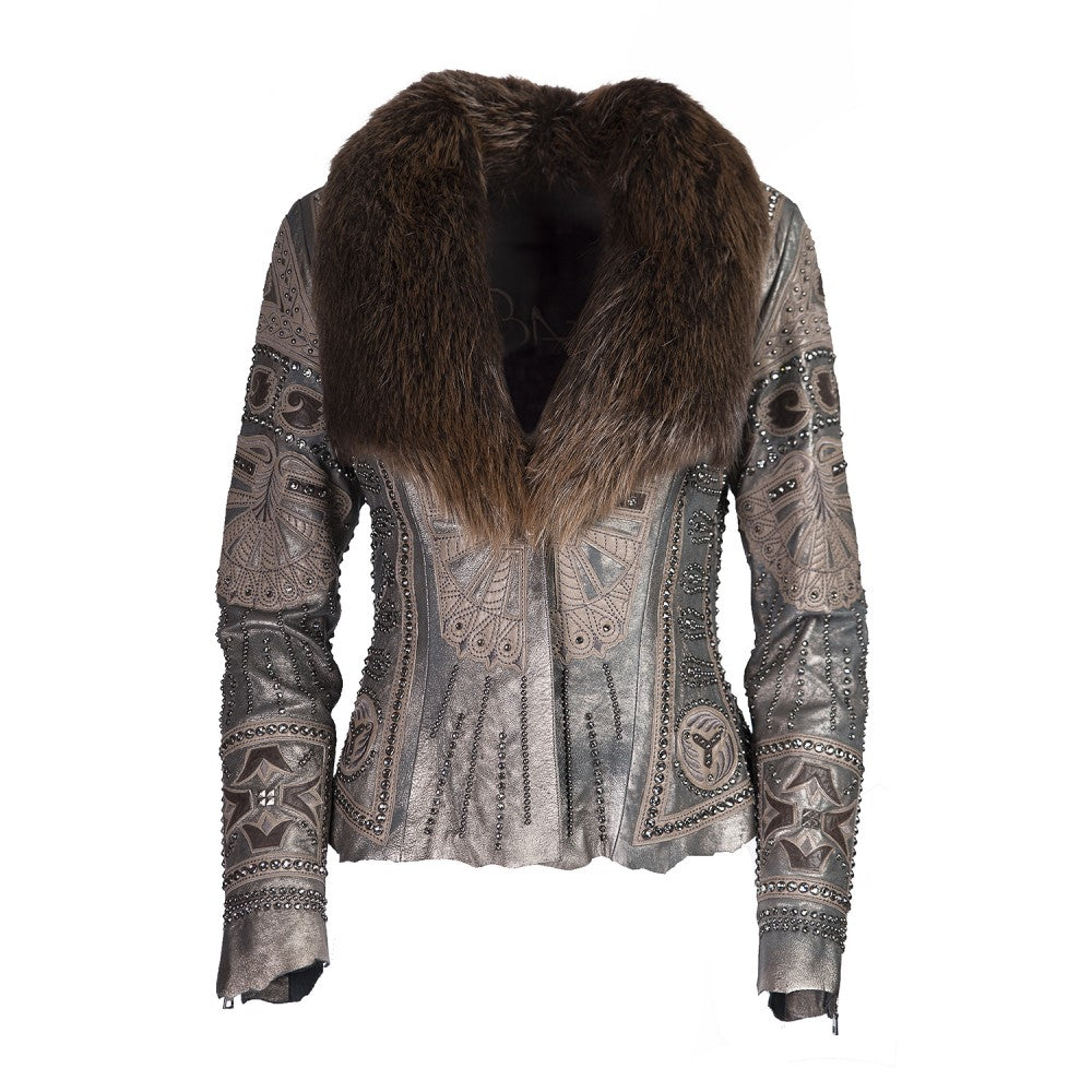Vintage Sheepskin Jacket with Beaver Fur Collar