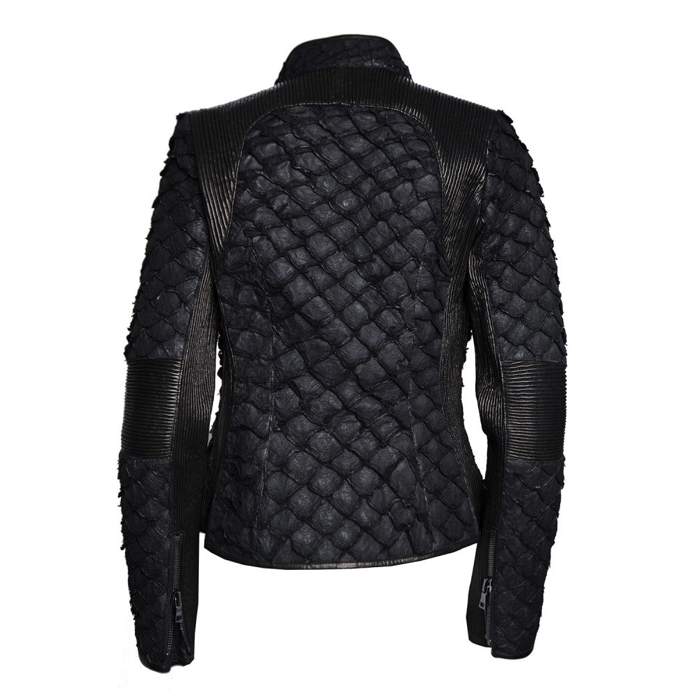 Pirarucu Skin Mao Collar Jacket
