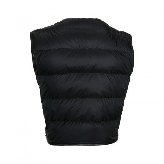 Chaleco de nailon acolchado con detalles de piel de oveja