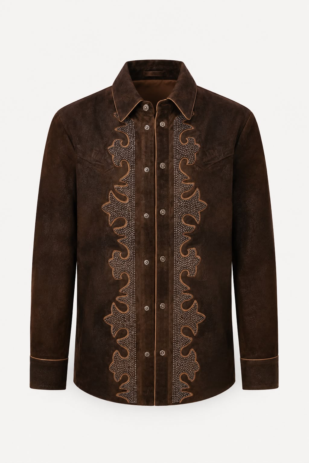 Sheepskin Leather Shirt with Metal Studs
