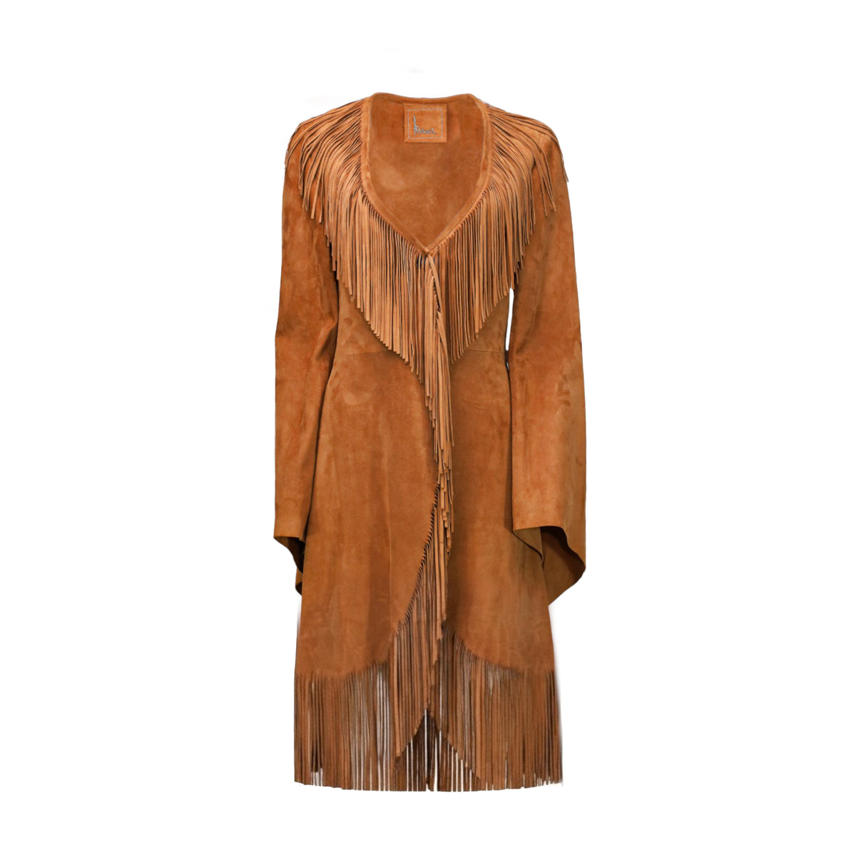 Fringed cognac suede Coat
