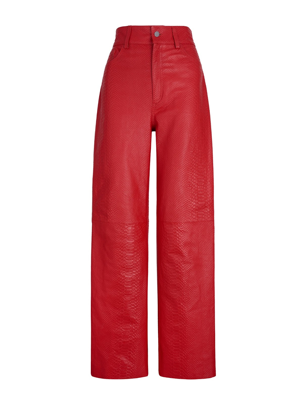 Embossed Red Python lamb Leather Pants – Exclusivos Baez