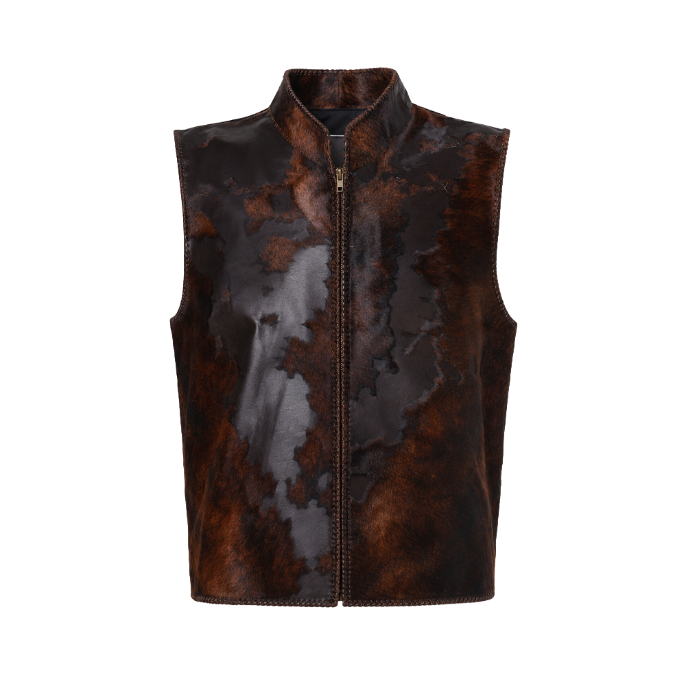 Calfskin Leather Vest with Metal Studs